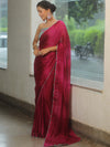 Banarasee Chiffon Saree Sequins Work With Contrast Blouse-Magenta