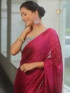 Banarasee Chiffon Saree Sequins Work With Contrast Blouse-Magenta