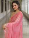 Banarasee Chiffon Saree Sequins Work With Contrast Blouse-Pink