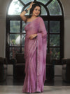 Banarasee Chiffon Saree Sequins Work With Contrast Blouse-Lavender