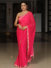 Banarasee Chiffon Saree With Contrast Blouse-Pink