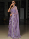 Banarasee Georgette Embroidered With Bandhani Print Saree-Lavender