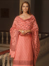 Banarasee Cotton Salwar Kameez Fabric With Dupatta & Resham Zari-Peach