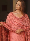 Banarasee Cotton Salwar Kameez Fabric With Dupatta & Resham Zari-Peach