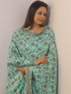 Banarasee Cotton Salwar Kameez Fabric With Dupatta & Resham Zari-Tarquoise Green