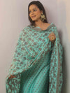 Banarasee Cotton Salwar Kameez Fabric With Dupatta & Resham Zari-Tarquoise Green