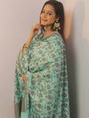 Banarasee Cotton Salwar Kameez Fabric With Dupatta & Resham Zari-Tarquoise Green