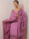 Banarasee Cotton Salwar Kameez Fabric With Dupatta & Resham Zari-Lavender