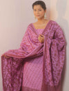 Banarasee Cotton Salwar Kameez Fabric With Dupatta & Resham Zari-Lavender