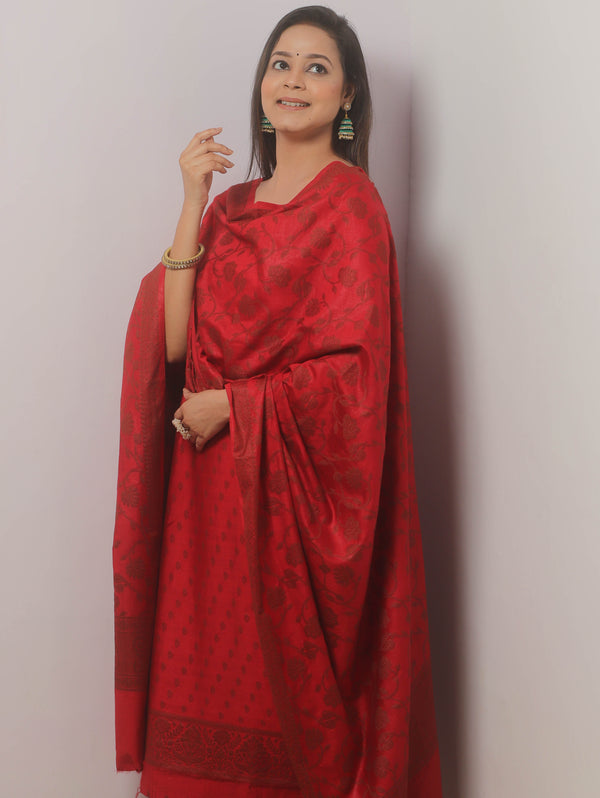 Banarasee Cotton Salwar Kameez Fabric With Dupatta & Resham Zari-Red