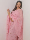 Banarasee Embroidered Linen Cotton Salwar Kameez Fabric With Dupatta-Pink