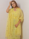 Banarasee Embroidered Linen Cotton Salwar Kameez Fabric With Dupatta-Yellow