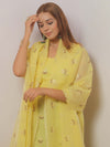 Banarasee Embroidered Linen Cotton Salwar Kameez Fabric With Dupatta-Yellow