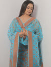 Banarasee Organza Resham Zari Salwar Kameez Fabric With Dupatta-Blue