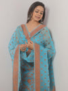 Banarasee Organza Resham Zari Salwar Kameez Fabric With Dupatta-Blue