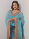 Banarasee Organza Resham Zari Salwar Kameez Fabric With Dupatta-Blue