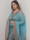 Banarasee Organza Resham Zari Salwar Kameez Fabric With Dupatta-Blue