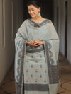 Banarasee Cotton Salwar Kameez Fabric With Dupatta & Resham Zari-Grey