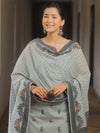 Banarasee Cotton Salwar Kameez Fabric With Dupatta & Resham Zari-Grey