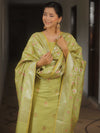 Banarasee Salwar Kameez Semi Katan Silk Fabric With Dupatta-Green