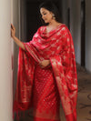 Banarasee Salwar Kameez Semi Katan Silk Fabric With Dupatta-Red