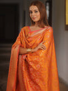 Banarasee Salwar Kameez Semi Katan Silk Fabric With Dupatta-Orange