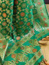 Banarasee Cotton Silk Jaal Design Dupatta-Green