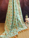 Banarasee Cotton Silk Jaal Design Dupatta-Light Blue