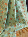 Banarasee Cotton Silk Jaal Design Dupatta-Light Blue