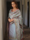 Banarasee Salwar Kameez Semi Katan Silk Fabric With Dupatta-Grey