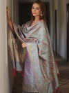 Banarasee Salwar Kameez Semi Katan Silk Fabric With Dupatta-Grey