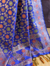 Banarasee Cotton Silk Jaal Design Dupatta-Royal Blue