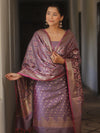 Banarasee Salwar Kameez Semi Katan Silk Fabric With Dupatta-Purple