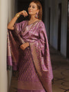 Banarasee Salwar Kameez Semi Katan Silk Fabric With Dupatta-Purple