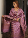 Banarasee Salwar Kameez Semi Katan Silk Fabric With Dupatta-Purple