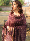 Maheshwari Silk Salwar Kameez Fabric & With Mirror Work Dupatta Set-Violet