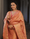 Banarasee Salwar Kameez Semi Katan Silk Fabric With Dupatta-Peach