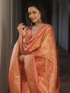 Banarasee Salwar Kameez Semi Katan Silk Fabric With Dupatta-Peach