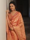 Banarasee Salwar Kameez Semi Katan Silk Fabric With Dupatta-Peach