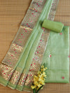 Kota Doria Gottapatti Work Salwar Kameez With Dupatta Set-Light Green