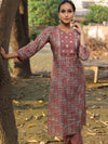 Banarasee Cotton Flex Printed Kurta With Pants-Grey