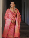 Banarasee Salwar Kameez Semi Katan Silk Fabric With Dupatta-Pink