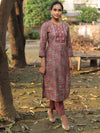 Banarasee Cotton Flex Printed Kurta With Pants-Grey