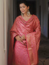 Banarasee Salwar Kameez Semi Katan Silk Fabric With Dupatta-Pink