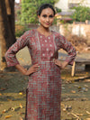 Banarasee Cotton Flex Printed Kurta With Pants-Grey