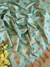 Banarasee Cotton Silk Jaal Design Dupatta-Light Blue