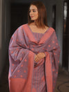 Banarasee Cotton Salwar Kameez Fabric With Dupatta & Resham Zari-Lavender