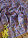 Banarasee Cotton Silk Jaal Design Dupatta-Purple