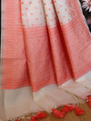 Banarasee Cotton Resham Zari Dupatta-White