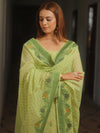 Banarasee Cotton Salwar Kameez Fabric With Dupatta & Resham Zari-Light Green